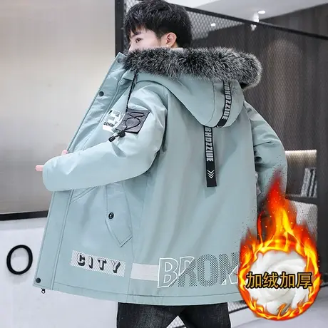 棉衣男士加绒加厚夹克外套2023新款春秋冬季韩版潮流中长款风衣帅商品大图