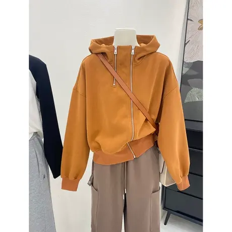 拉链设计感小众卫衣女秋季百搭韩版宽松显瘦连帽开衫上衣外套ins图片
