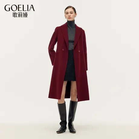 歌莉娅羊绒羊毛大衣女秋冬新款安可拉红色毛呢外套1BDL6N1JC商品大图