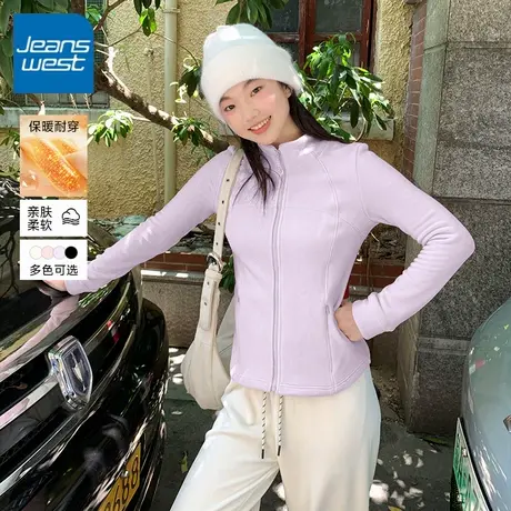 KV真维斯紫色修身短外套女2025新款春秋季百搭舒适流行小个子上衣商品大图