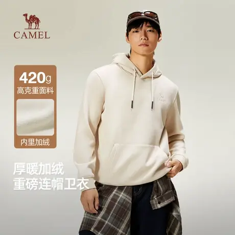 骆驼男装连帽卫衣男秋冬季2025新款加绒加厚长袖美式打底衫上衣商品大图
