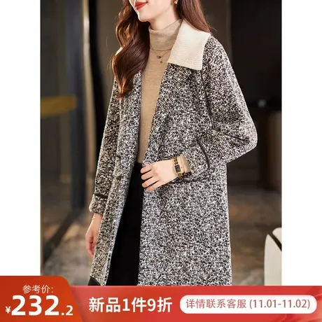 宝诗黎【新品价258元】西装领中长款毛呢外套VL2018商品大图