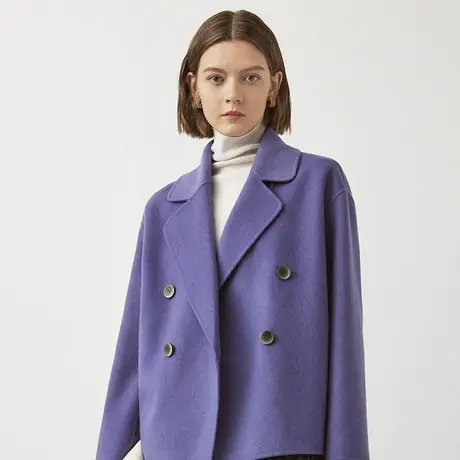 LANCY/朗姿冬季新款羊毛外套女翻领宽松高级感通勤女士上衣图片