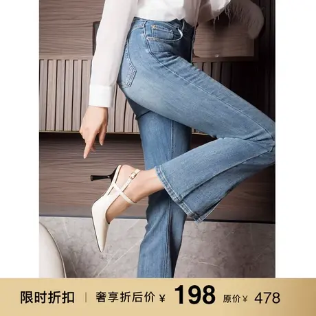 熙漫2023夏季新款一字带女鞋后绊带显瘦尖头白色后空细跟高跟凉鞋图片