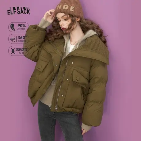 【夏天粉丝专享】妖精的口袋复古翻领加厚羽绒服女2023冬新款外套商品大图