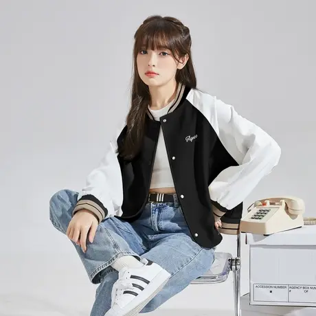 唐狮棒球服春秋季女短款美式复古街头超好看小香风休闲运动外套图片