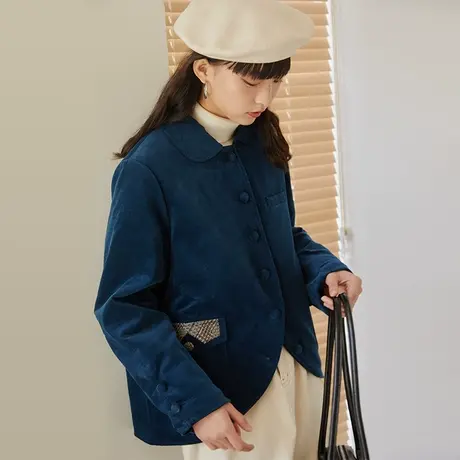 omont蛋挞家 复古修身娃娃领棉衣外套女冬季设计感小个子宽松棉服商品大图