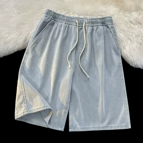 牛仔短裤男夏季薄款宽松沙滩裤子潮牌ins运动外穿五分裤潮流三分商品大图