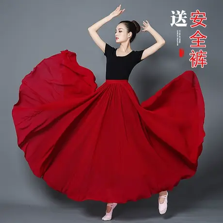 720度古典舞大摆舞蹈裙雪纺半身裙女飘逸新疆舞演出广场沙滩长裙商品大图