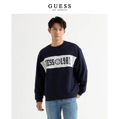 【38上新季】GUESS款男士圆领oversize长袖运动上衣外套重磅卫衣商品大图