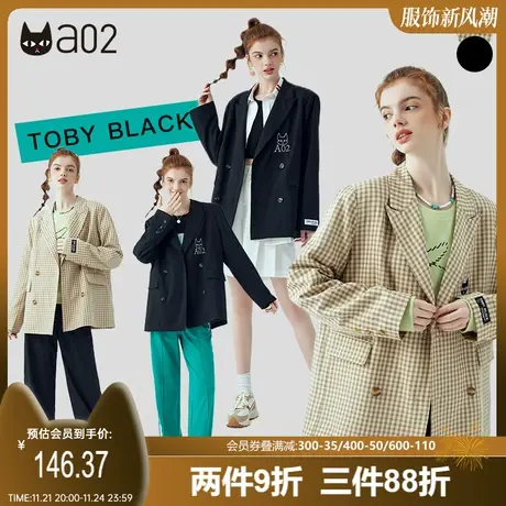 a02西装女秋新款韩版甜酷休闲格子西装外套潮流炸街百搭上衣商品大图