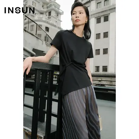 INSUN恩裳夏季纽结立体百搭针织T恤商品大图