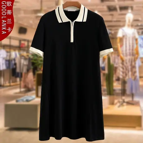 加肥加大码中年胖妈妈夏季连衣裙宽松显瘦时尚POLO衫中长款T恤裙商品大图