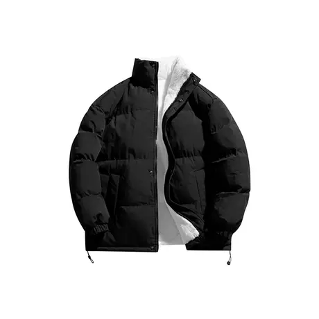 立领羽绒棉服男士冬季新款外套潮加绒面包服短款毛绒宽松大码棉衣商品大图