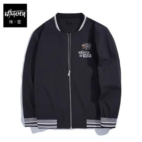 伟臣2023春秋装大码夹克外套男胖子加肥加大宽松棒球服肥佬上衣男商品大图