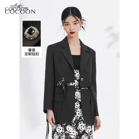 可可尼大嫂misscocoon黑色小西装外套女2023新款春设计感西服上衣商品大图