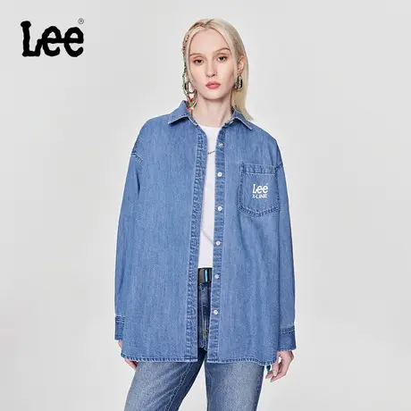 Lee24春季新品舒适版中浅蓝女翻领长袖牛仔衬衫休闲LWT0082256BY图片