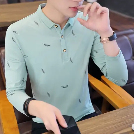 2024新款潮牌潮流男士纯棉上衣服长袖polo衫t恤秋装秋衣体恤好货商品大图