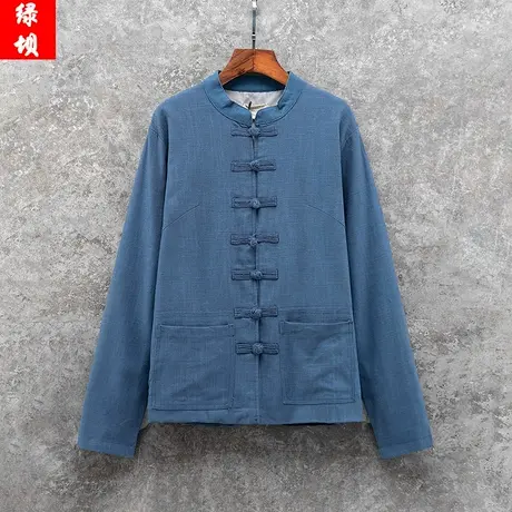 秋季男夹克复古休闲盘扣民族风中国风中式外套唐装棉麻上衣服男装商品大图