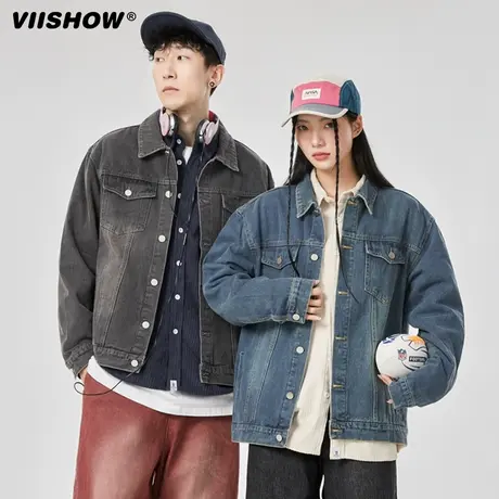 VIISHOW牛仔外套男生潮宽松2024春季新款男士高级感潮牌高街夹克商品大图