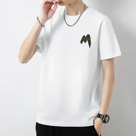 260g美式重磅纯棉白色t恤男短袖圆领上衣服夏季潮流半袖全棉体恤商品大图