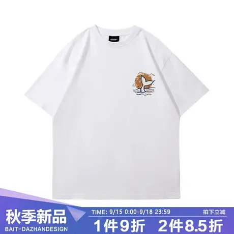 2023新款短袖t恤男夏季落肩纯棉半袖体恤衫男生潮牌宽松情侣衣服商品大图