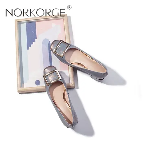 复古蓝金色时装单鞋商品大图