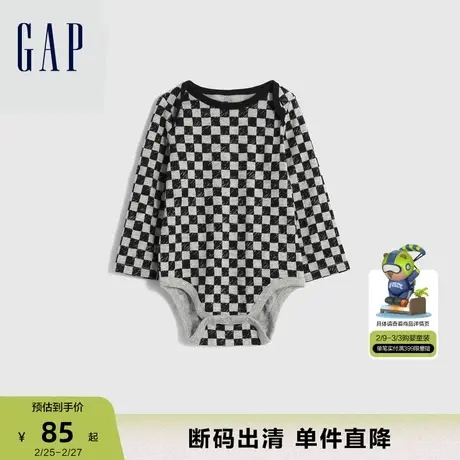 【断码优惠】Gap婴儿春秋棋盘格纯棉连体衣儿童装一体爬服771585商品大图