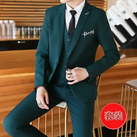 男士韩版修身小西装外套春秋冬季潮流休闲帅气一套装衣服雅痞西服图片