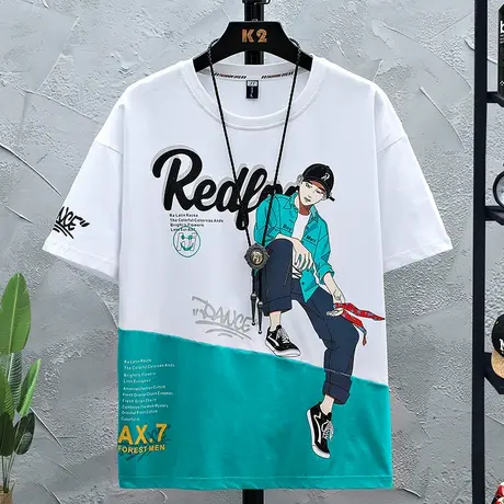 13初高中学生短袖t恤12-15岁男孩帅气夏装14大童棉感半截袖上衣16图片