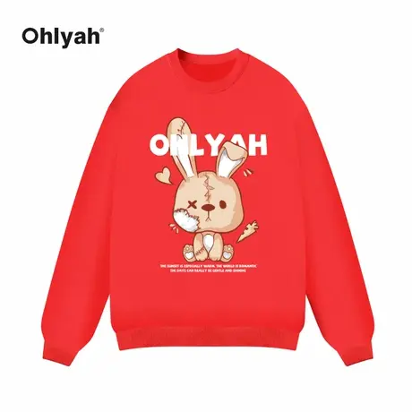 Ohlyah本命年兔年新年情侣装女红色卫衣秋冬季情侣款2023年新款商品大图