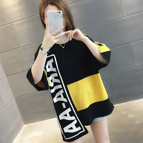 纯棉短袖T恤女装宽松2023年新款秋季洋气中长款设计感打底衫爆款商品大图