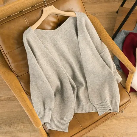 享永子针织开衫女春秋软糯包芯纱毛衣外套女复古宽松2023春季新款图片