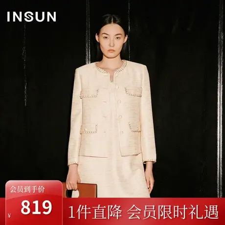 [触感香风]恩裳COVER2023秋季新款复古名媛色织金属织带香风外套商品大图