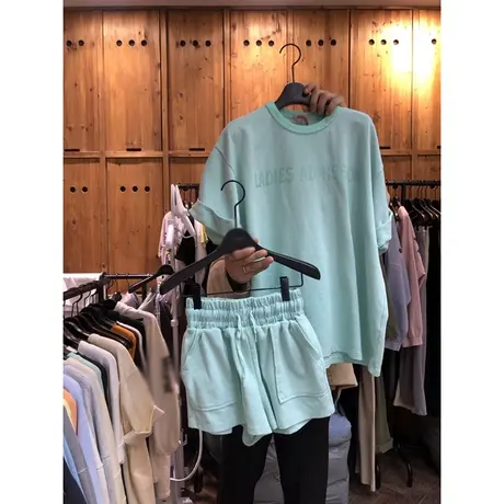 韩国东大门2021夏季新款百搭短袖T恤女+短裤运动两件套休闲套装潮商品大图