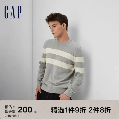Gap男装秋冬2023新款纯棉宽松圆领长袖针织衫730479时尚休闲毛衣图片