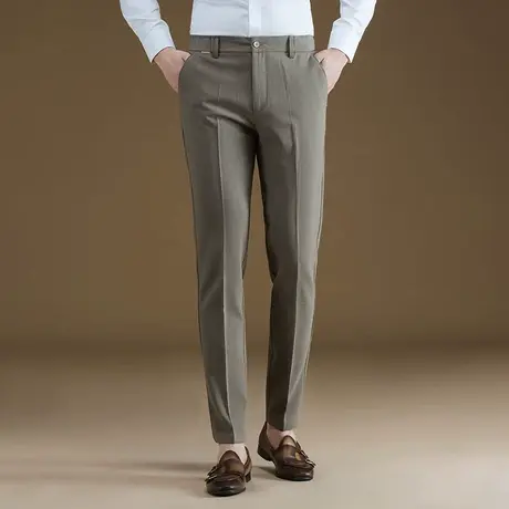 POWO休闲裤男2023春夏新款西裤商务修身小脚长裤子韩版潮流西装裤图片