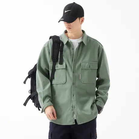 Modi Nick/摩帝尼克双口袋设计男士外套日系复古潮流毛呢衬衫外套商品大图