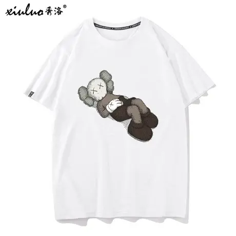 秀洛芝麻街T恤男趣味短袖潮牌夏宽松潮流2021新款半袖嘻哈上衣服商品大图