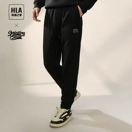 HLA/海澜之家SPRINTING SMILE系列休闲裤23秋冬松紧腰刺绣卫裤男商品大图