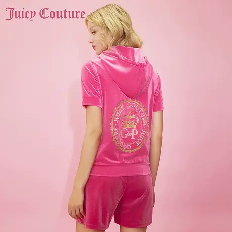 Juicy Couture橘滋春夏新款元气半裙LOGO刺绣印花彩钻丝绒外套女图片