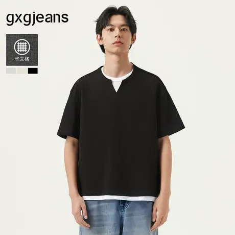 gxg.jeans男装  多色假两件简约休闲宽松短袖T恤男生  25年夏新品图片