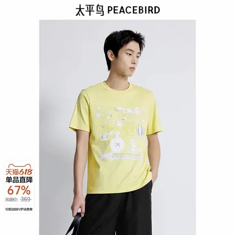 太平鸟男装 春季新款潮流短袖T恤男B1CNE2102图片