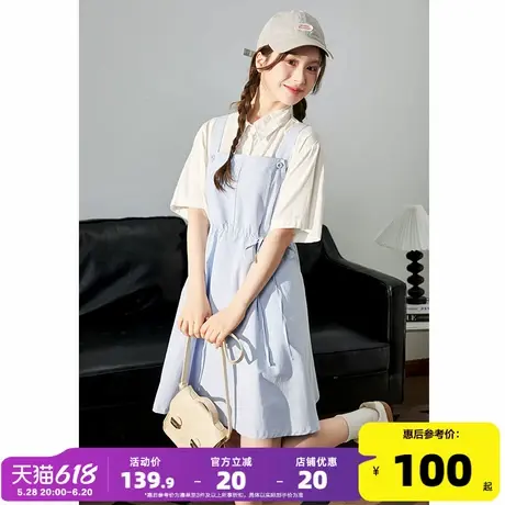唐狮小个子背带连衣裙2025新款女夏季裙子女学生收腰工装背带裙图片