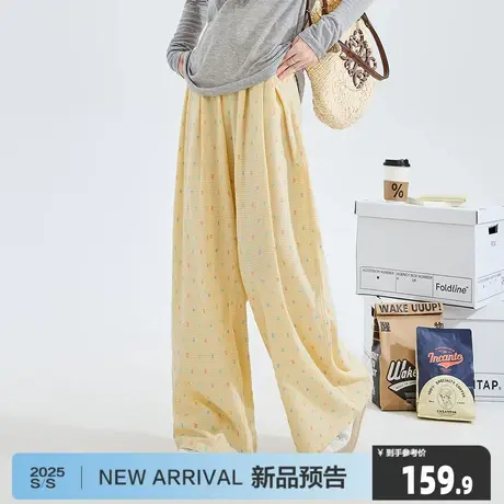 唐狮25秋季新款女休闲裤高腰显瘦波点阔腿长裤多巴胺宽松裤子6.19商品大图