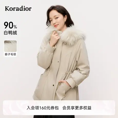 Koradior珂莱蒂尔2024冬季新款貉子毛领连帽保暖鸭绒羽绒服女外套图片