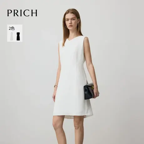 【超能小太阳】PRICH简约淡人气质V领无袖连衣裙2025夏季新款图片