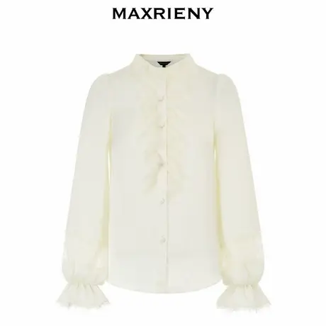 【奥莱】MAXRIENY宫廷风蕾丝荷叶边衬衫春款上衣女图片