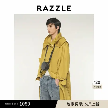 RAZZLE 地素奥莱男装工装风衣夏季黄色男款中长风衣图片