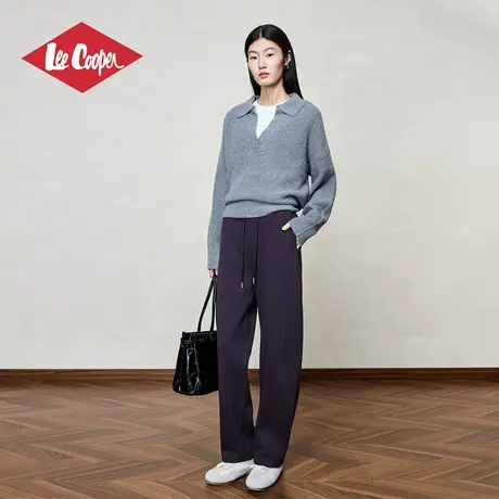 Lee CooperLee Cooper孟子义代言乌梅紫卫裤女小众舒适休闲裤子图片